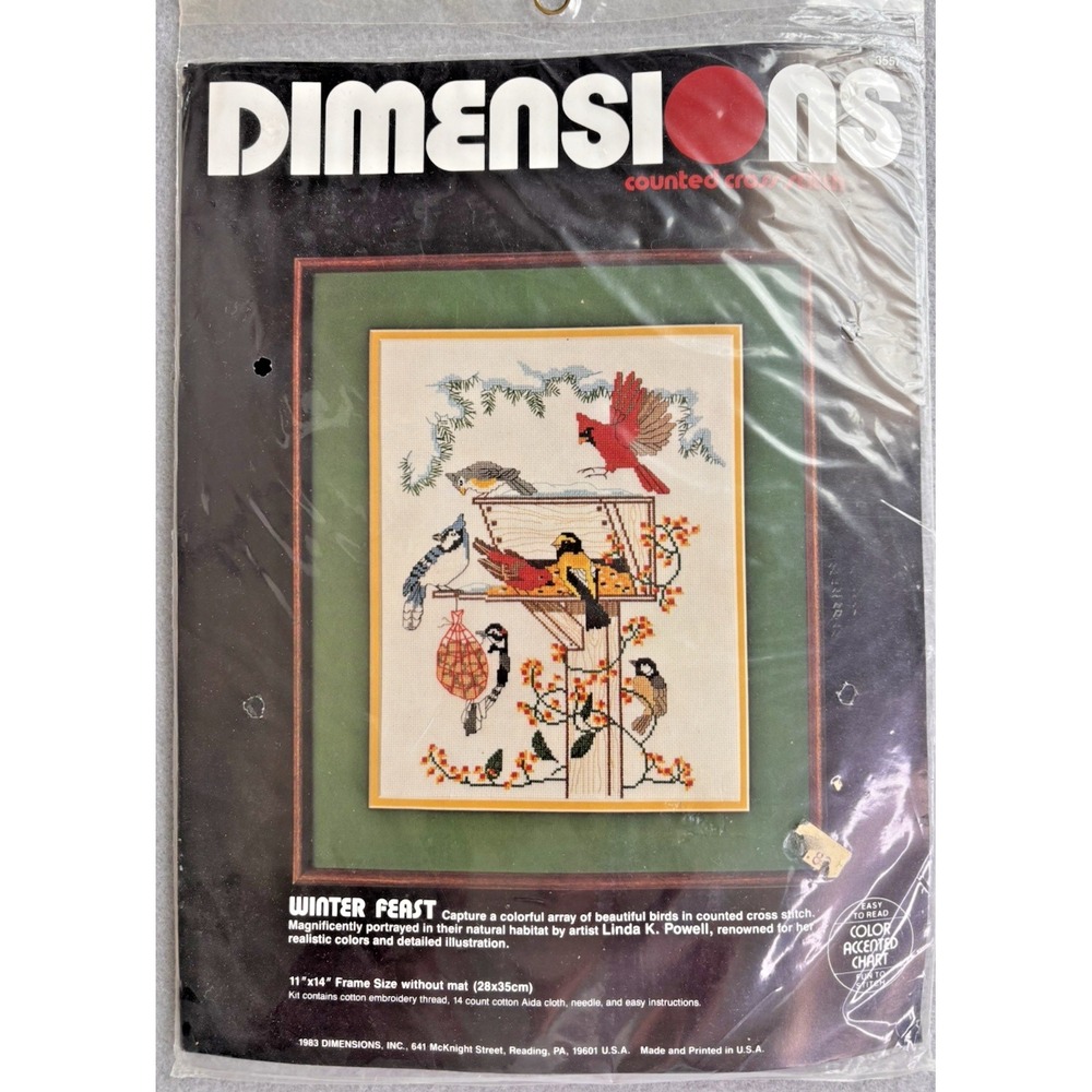 NOS Dimensions Patterned Santa Needlepoint Kit Winter Feast